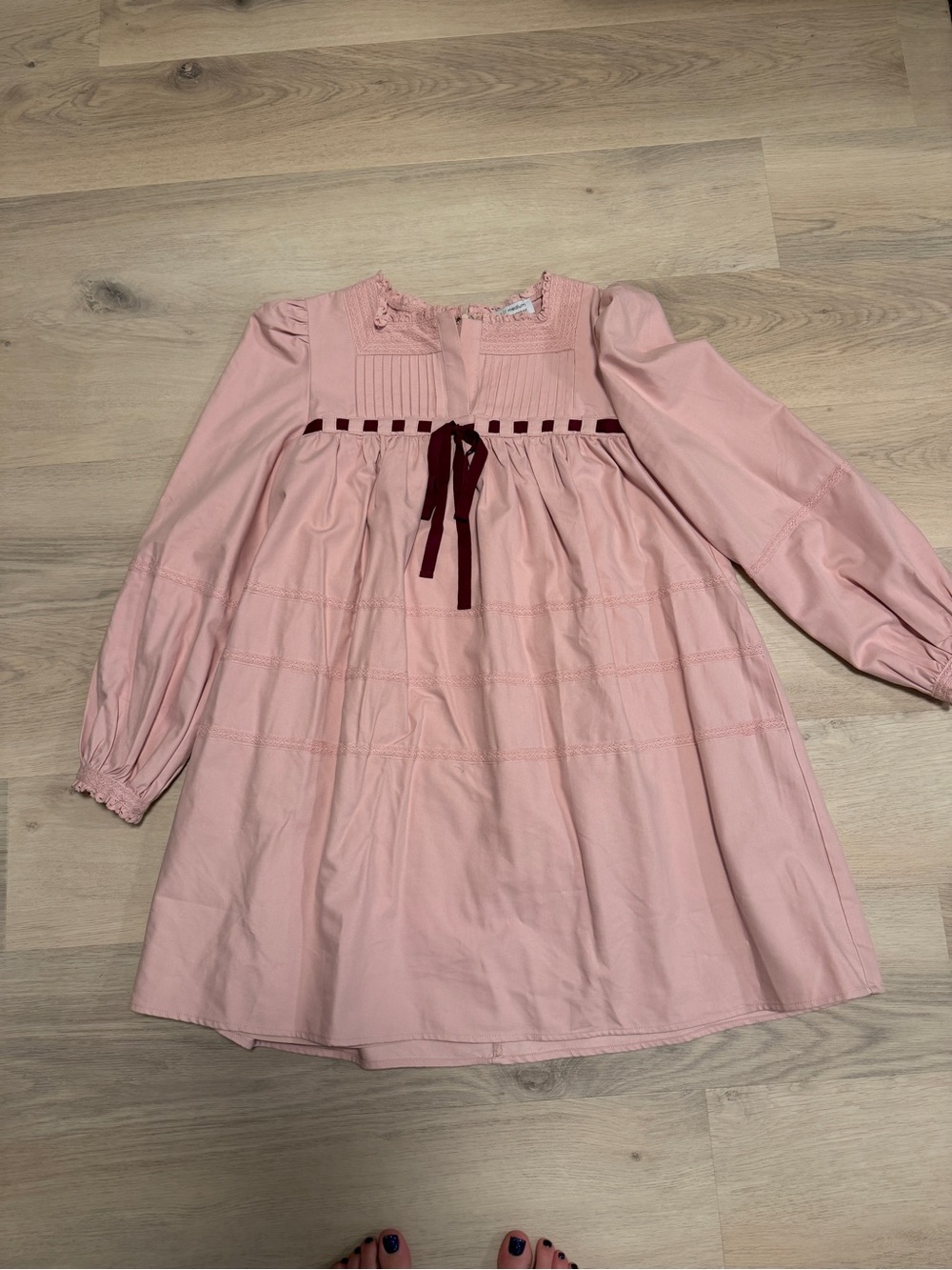 Zoco pink long sleeve babydoll dress